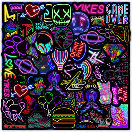 100PCS Cartoon Neon  Rainbow Stickers Aesthetic - KTStechnixx