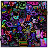 100PCS Cartoon Neon  Rainbow Stickers Aesthetic
