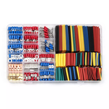 678 Stücke Kabelschuhe Set, Quetschverbinder Sortiment Kit Stoßverbinder, 350tlg Steckverbinder + 328tlg Schrumpfschläuche, Ringkabelschuhe, Rundstecker, Stoßverbinder