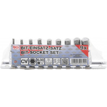 Bit-Einsatz-Satz | Antriebe Innenvierkant 6,3 mm (1/4") | Innensechskant 3/32" - 3/8" | Zollgrößen | 9-tlg. - KTStechnixx