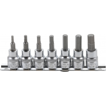 Bit-Einsatz-Satz | Antrieb Innenvierkant 10 mm (3/8") | Innensechskant 1/8" - 3/8" | Zollgrößen | 7-tlg. - KTStechnixx