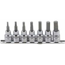 Laden Sie das Bild in den Galerie-Viewer, Bit-Einsatz-Satz | Antrieb Innenvierkant 10 mm (3/8") | Innensechskant 1/8" - 3/8" | Zollgrößen | 7-tlg. - KTStechnixx