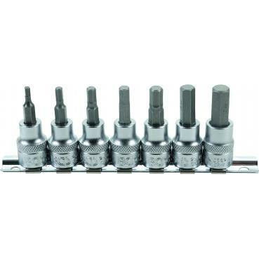 Bit-Einsatz-Satz | Antrieb Innenvierkant 10 mm (3/8") | Innensechskant 3 - 10 mm | 7-tlg. - KTStechnixx