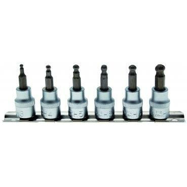 Bit-Einsatz-Satz | Antrieb Innenvierkant 10 mm (3/8") | Innensechskant mit Kugelkopf 3 - 8 mm | 6-tlg. - KTStechnixx