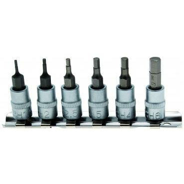 Bit-Einsatz-Satz | Antrieb Innenvierkant 6,3 mm (1/4") | Innensechskant 1,5 - 6 mm | 6-tlg. - KTStechnixx