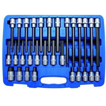 Bit-Einsatz-Satz | Antrieb Innenvierkant 12,5 mm (1/2") | Innensechskant | 30-tlg. - KTStechnixx