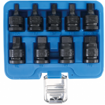 Kraft-Bit-Einsatz-Satz | Antrieb Innenvierkant 12,5 mm (1/2") | Innensechskant 5 - 19 mm | 9-tlg. - KTStechnixx