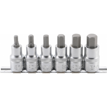 Bit-Einsatz-Satz | Antrieb Innenvierkant 12,5 mm (1/2") | Innensechskant 6 - 14 mm | 6-tlg. - KTStechnixx