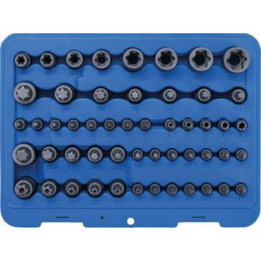 Bit-Einsatz- und Steckschlüssel-Einsatz-Satz | E-Profil / T-Profil (für Torx) / T-Profil (für Torx) mit Bohrung / TP-Profil (für Torx Plus) | 52-tlg. - KTStechnixx