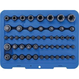Bit-Einsatz- und Steckschlüssel-Einsatz-Satz | E-Profil / T-Profil (für Torx) / T-Profil (für Torx) mit Bohrung / TP-Profil (für Torx Plus) | 52-tlg. - KTStechnixx
