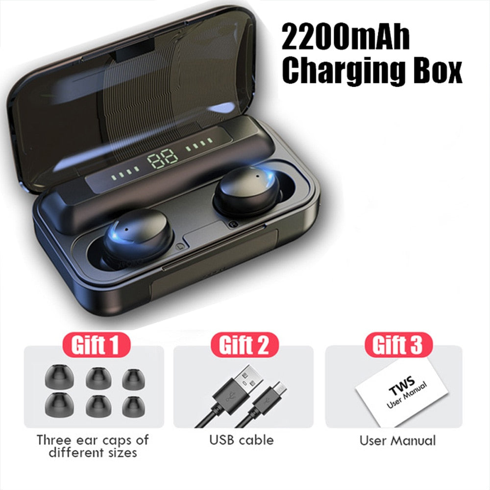 TWS F9 Bluetooth Kopfhörer V5.0 Stereo Wireless Headset Sport Wasserdichte Kopfhörer Mini Touch Control Headset - KTStechnixx