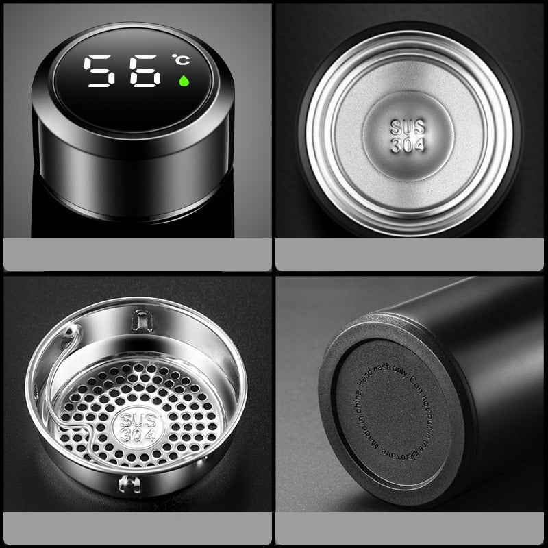 Smarte Cup Wasserflasche Led Digital mit Temperaturanzeige Edelstahl Thermobecher Intelligenter Cup 500ML - KTStechnixx